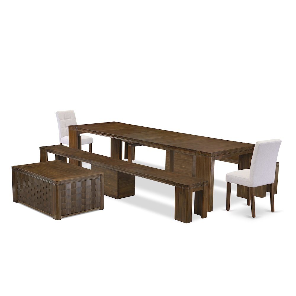 6 Pieces Extendable Dining Set Includes a Rectangle Kitchen Table. Picture 1
