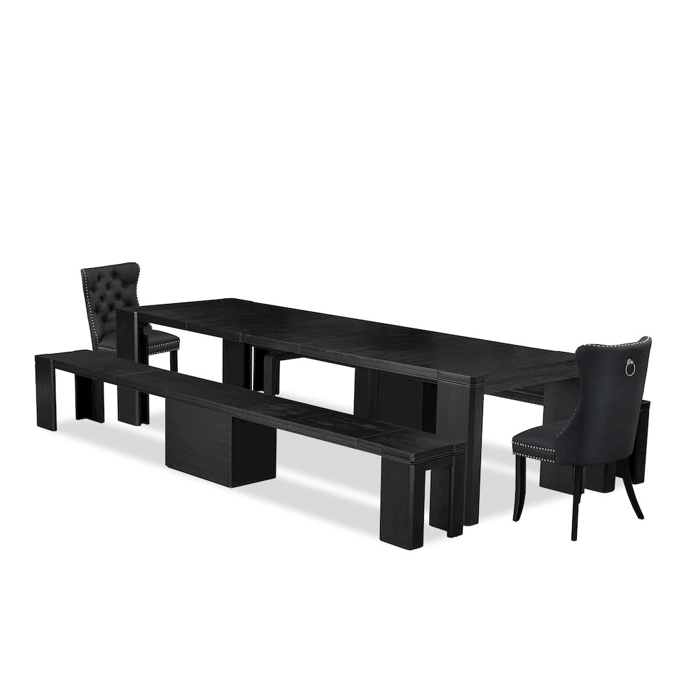5-piece Dining Room Table Set a Rectangular Dining Table and a wooden Bench. Picture 1