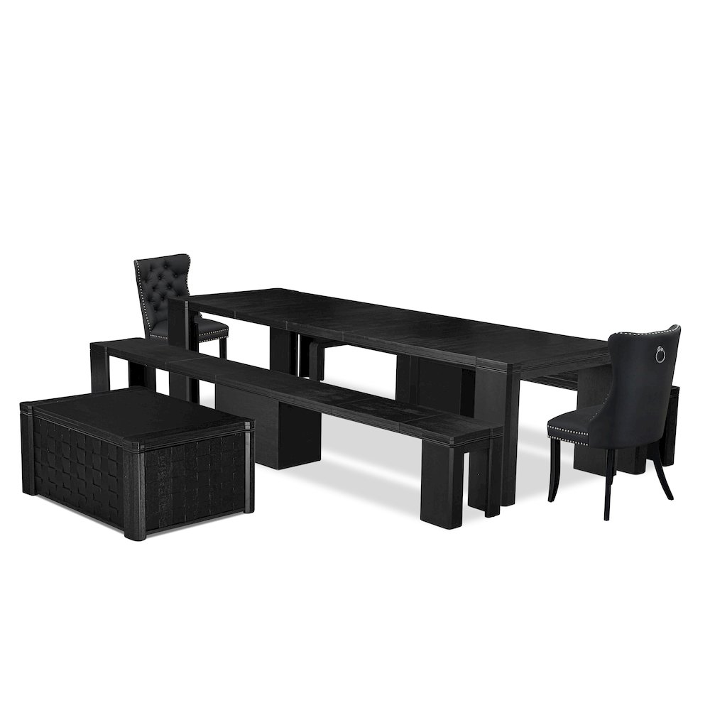 6-piece Kitchen Table Set a Rectangular Dining Table with a coffee Table. Picture 1
