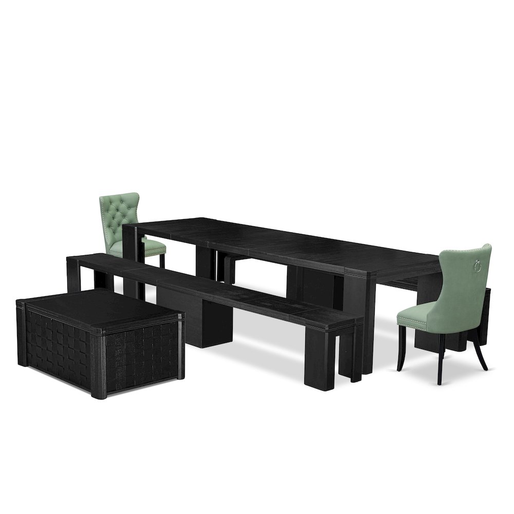 6-piece Dining Room Table Set a Rectangular Dining Table with a coffee Table. Picture 1