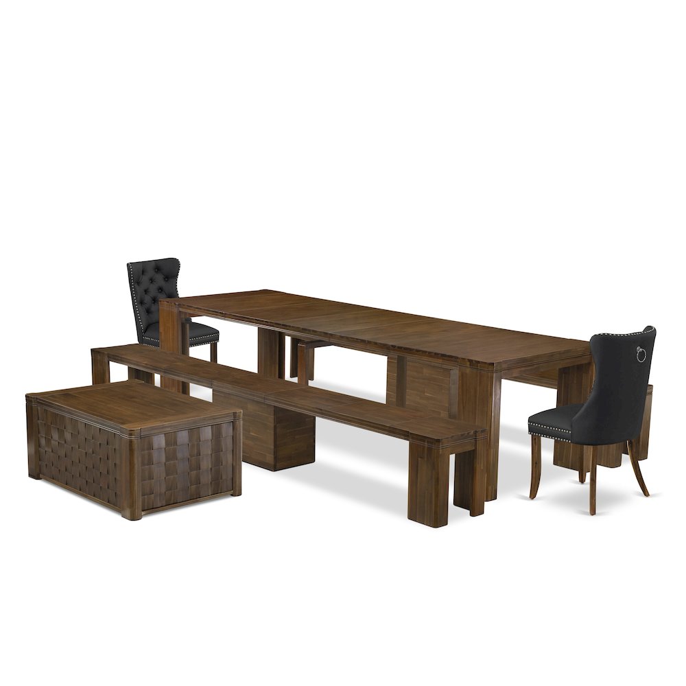 6 Pieces Extendable Dining Set Includes a Rectangle Kitchen Table. Picture 1