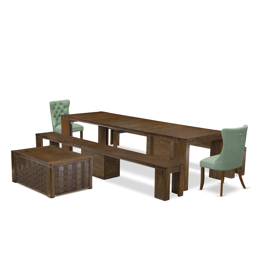 6 Pieces Extendable Dining Set Includes a Rectangle Kitchen Table. Picture 1