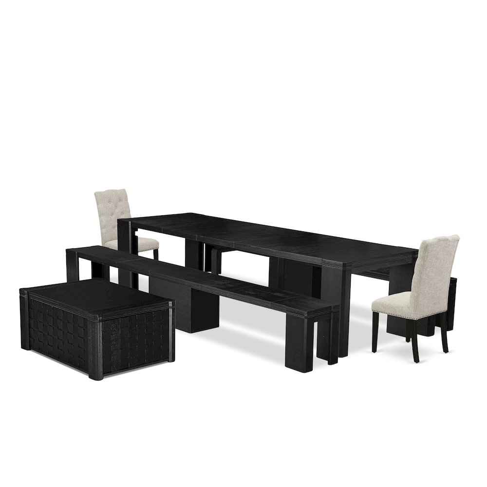 6-piece Dining Room Table Set a Rectangular Dining Table with a coffee Table. Picture 1
