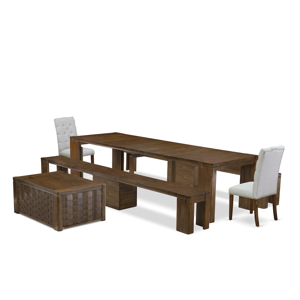 6 Pieces Extendable Dining Set Includes a Rectangle Kitchen Table. Picture 1