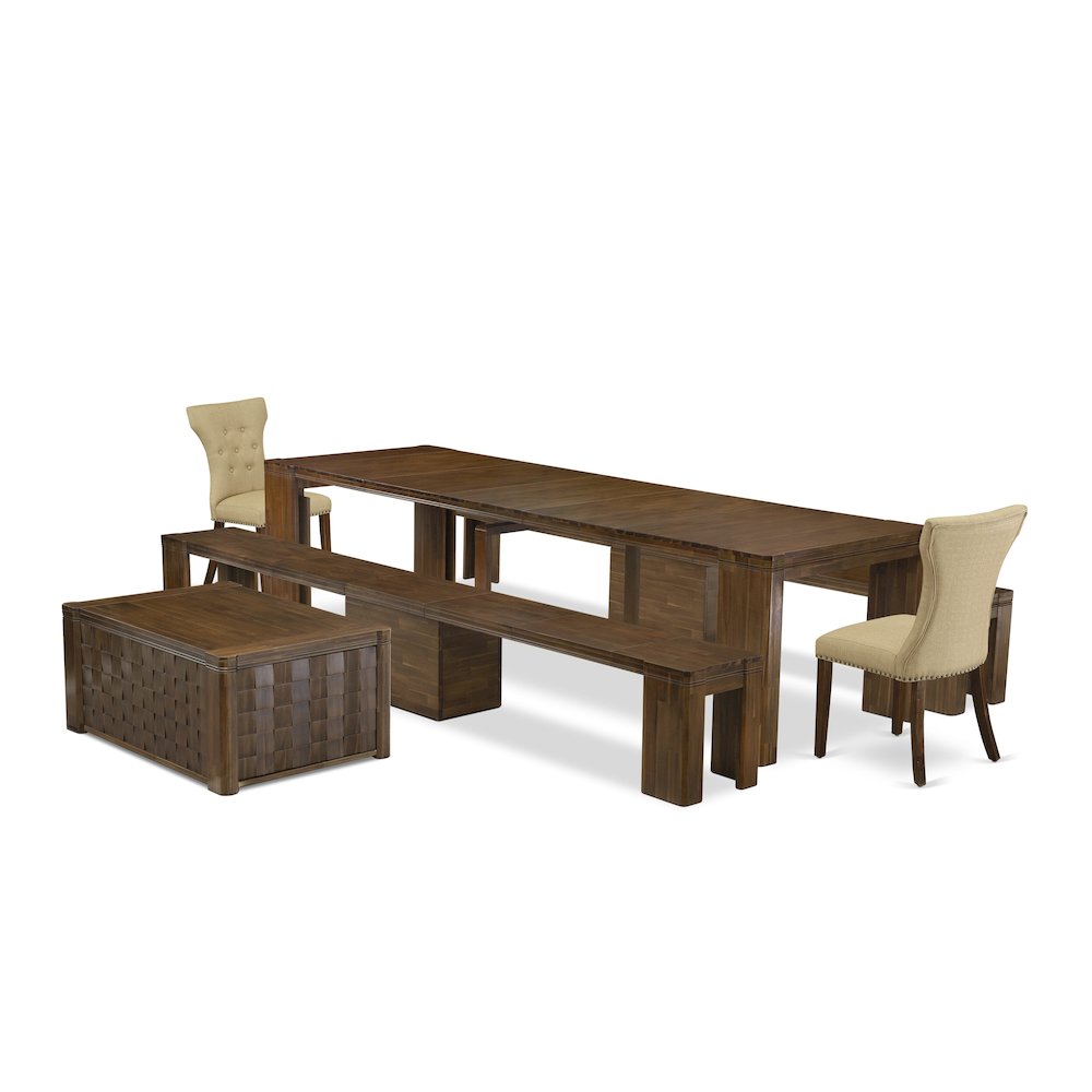6 Pieces Extendable Dining Set Includes a Rectangle Kitchen Table. Picture 1
