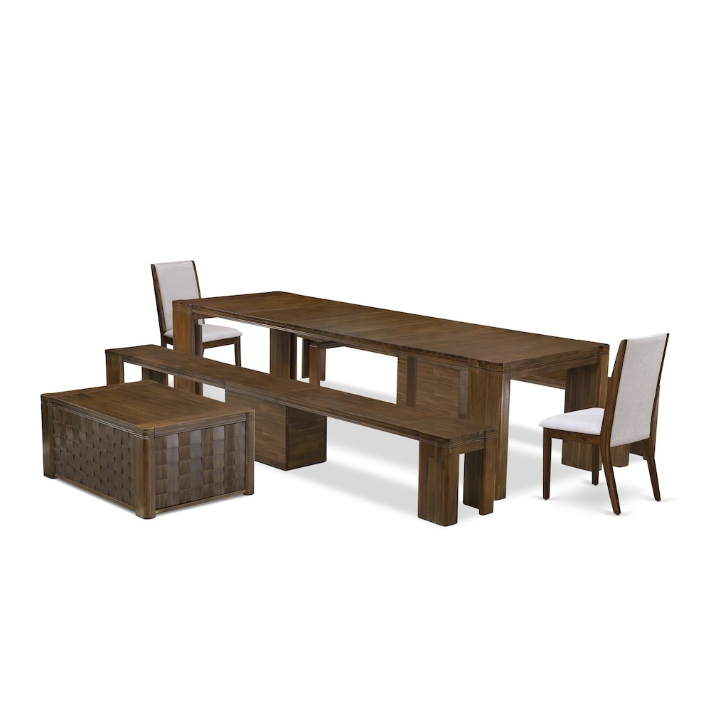 6 Pieces Extendable Dining Set Includes a Rectangle Kitchen Table. Picture 1