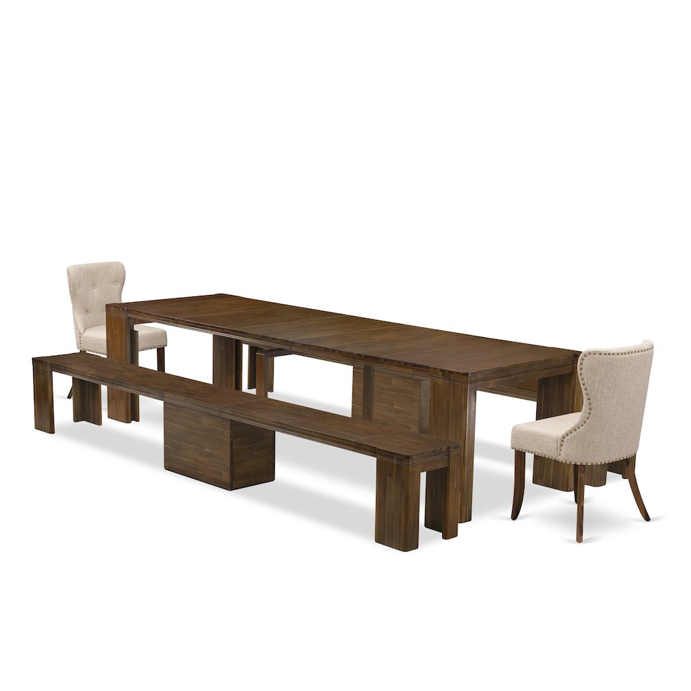 5 Pieces Extendable Dining Set Includes a Rectangle Kitchen Table. Picture 1