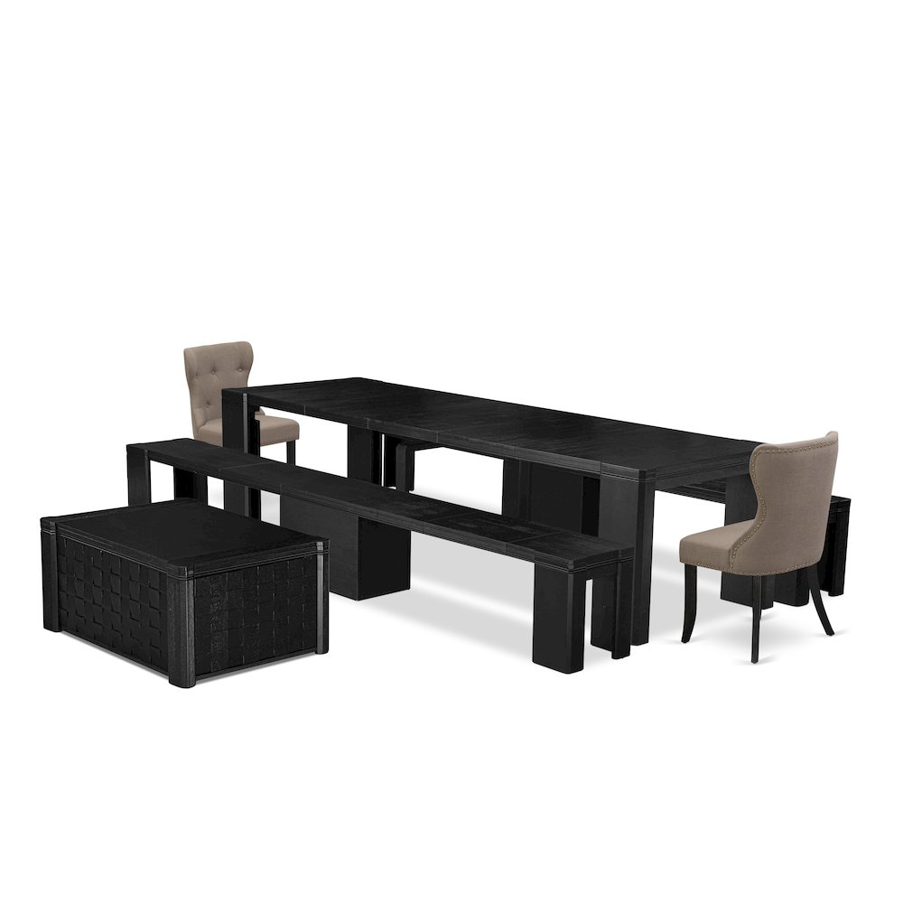 6-piece Dining Room Table Set a Rectangular Dining Table with a coffee Table. Picture 1