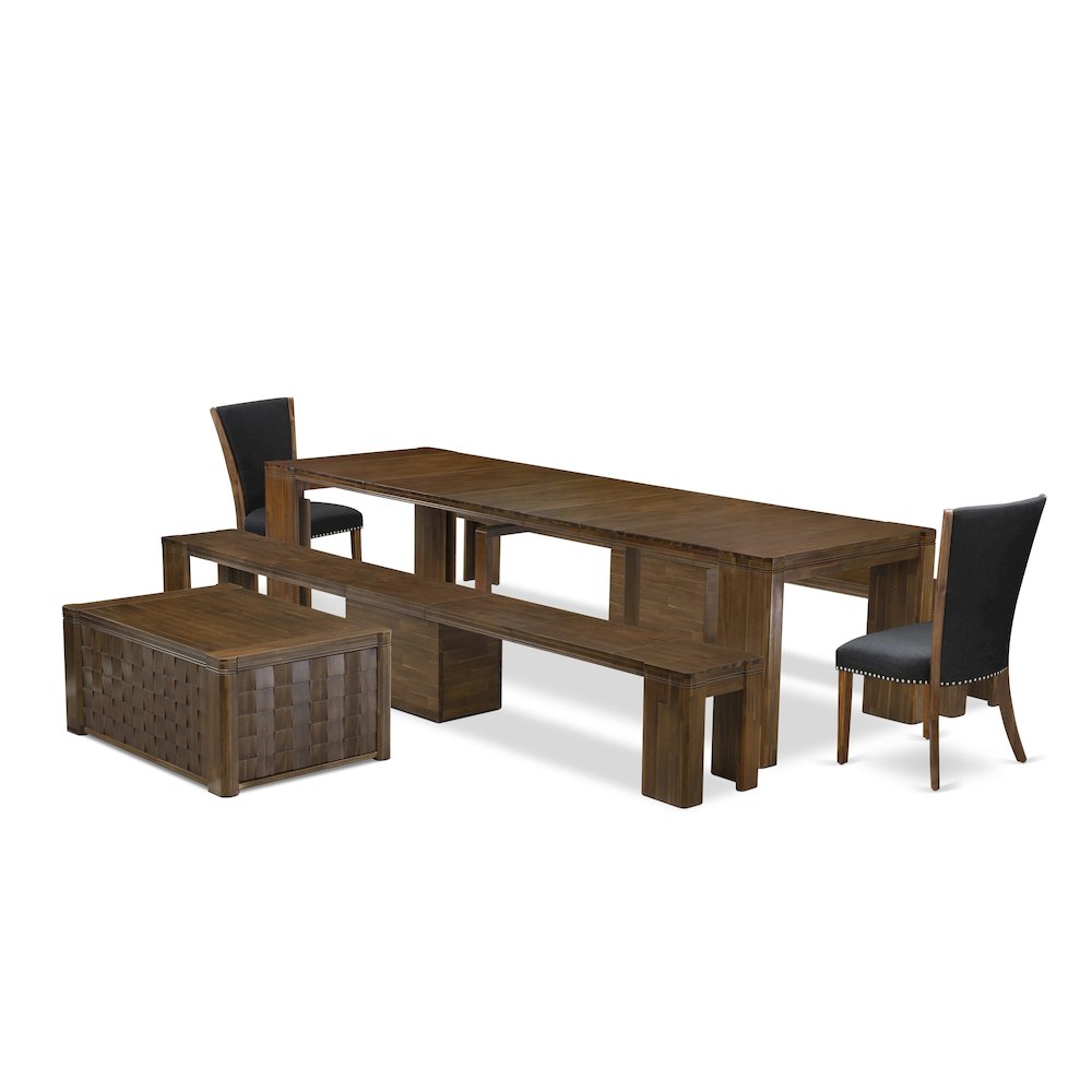 6 Pieces Extendable Dining Set Includes a Rectangle Kitchen Table. Picture 1