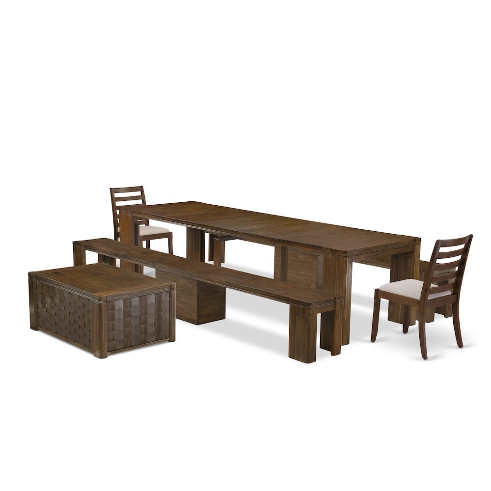 6 Pieces Extendable Dining Set Includes a Rectangle Kitchen Table. Picture 1