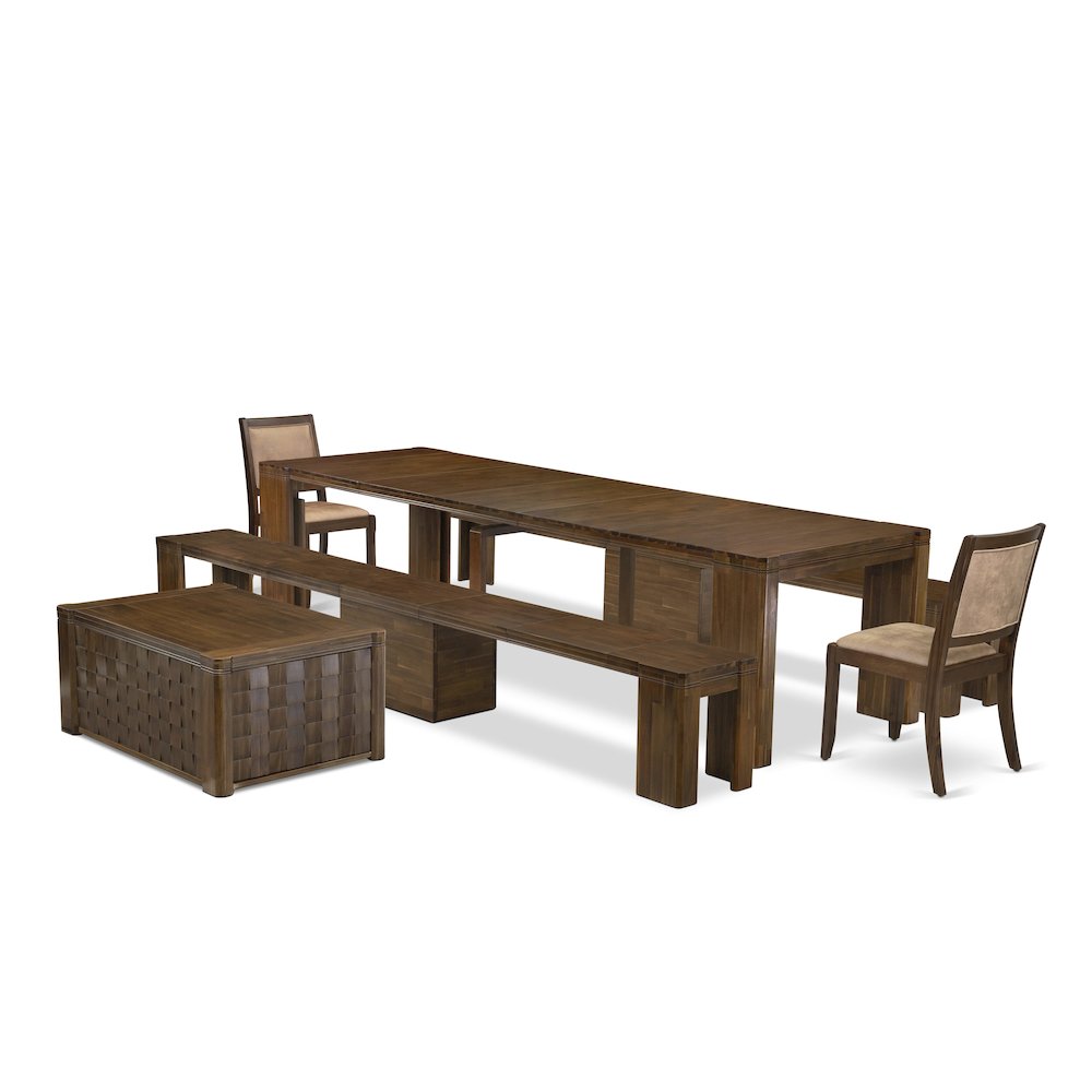 6 Pieces Extendable Dining Set Includes a Rectangle Kitchen Table. Picture 1