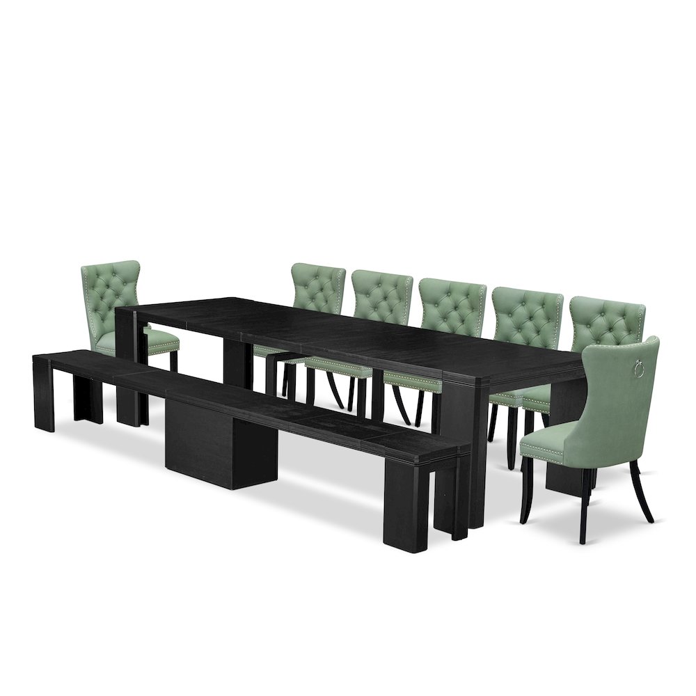 9-piece Modern Dining Room Table Set a Rectangular Kitchen Table. Picture 1