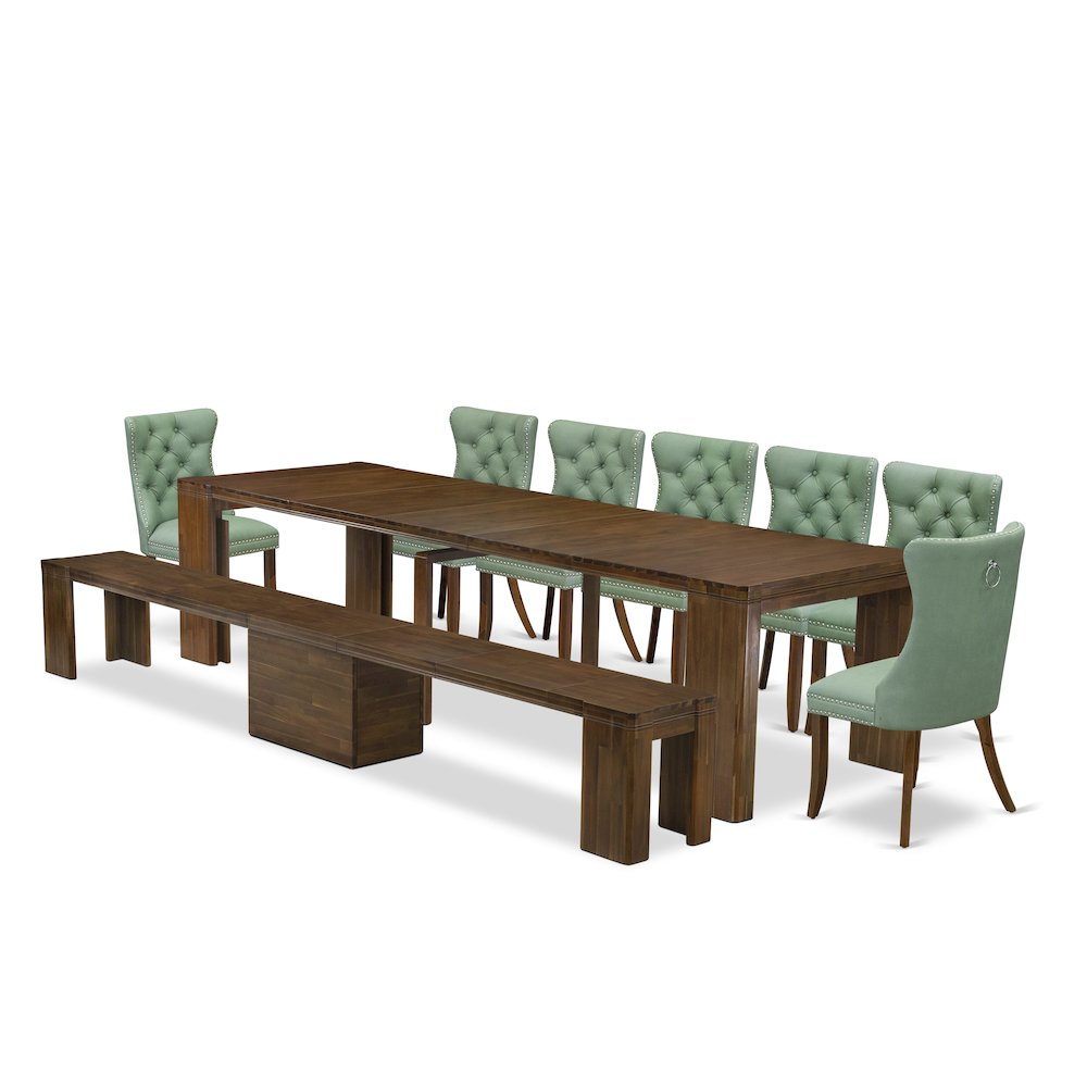 9 Pieces Extendable Dining Set Includes a Rectangle Kitchen Table. Picture 1