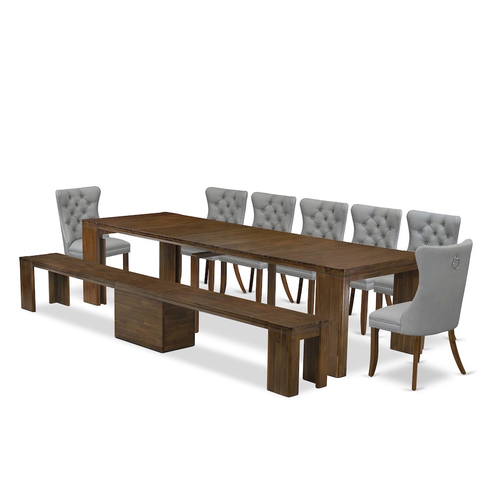 9 Pieces Extendable Dining Set Includes a Rectangle Kitchen Table. Picture 1