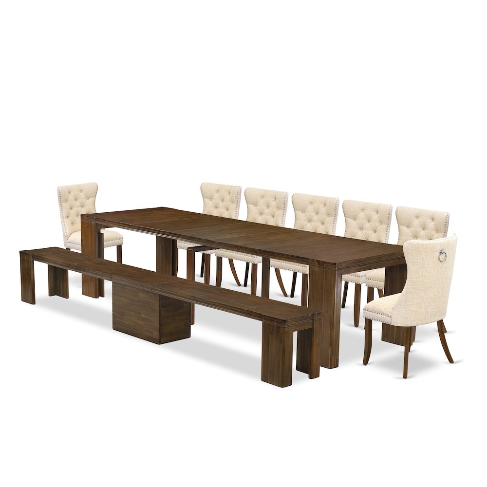 9 Pieces Extendable Dining Set Includes a Rectangle Kitchen Table. Picture 1