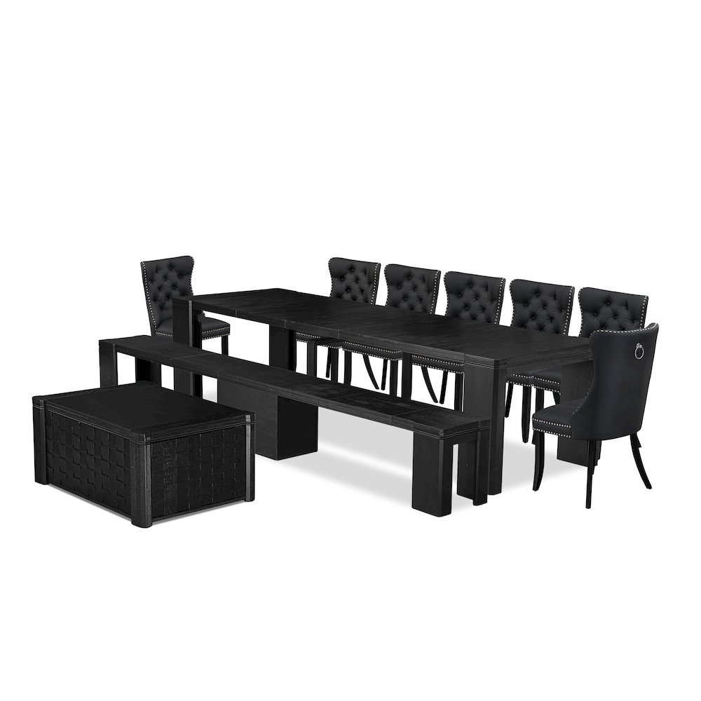 10-piece Dining room Table Set a Rectangular Kitchen Table with a coffee Table. Picture 1