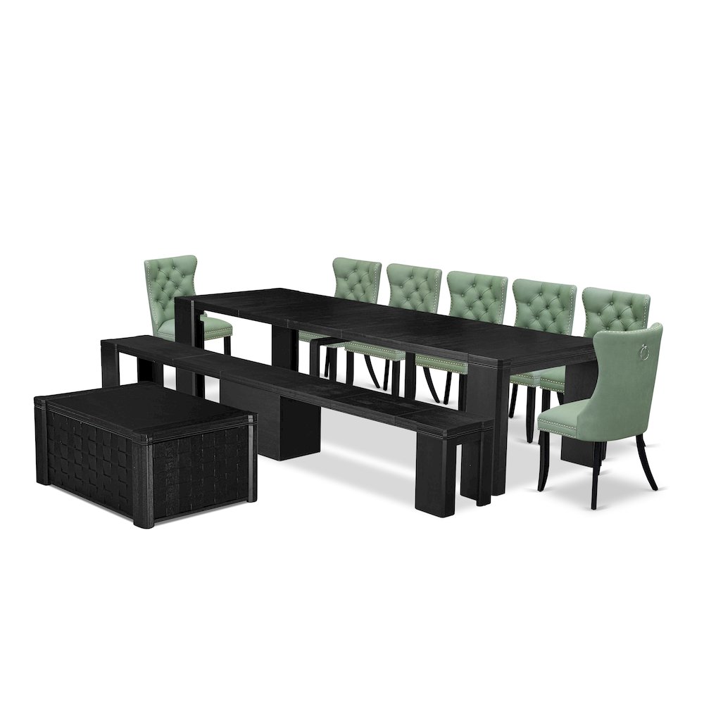 10-piece Dining Room Table Set a Rectangular Kitchen Table with a coffee Table. Picture 1