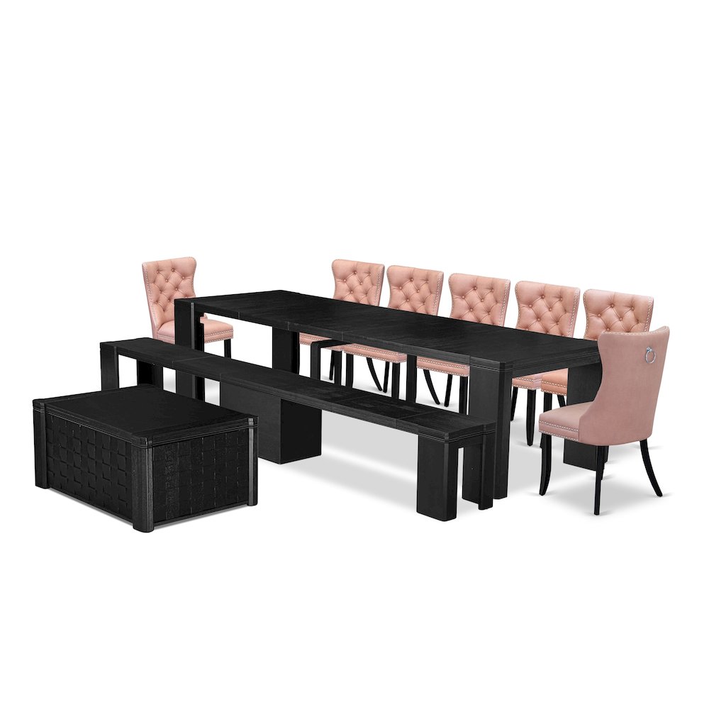 10-piece Dining Room Table Set a Rectangular Kitchen Table with a coffee Table. Picture 1