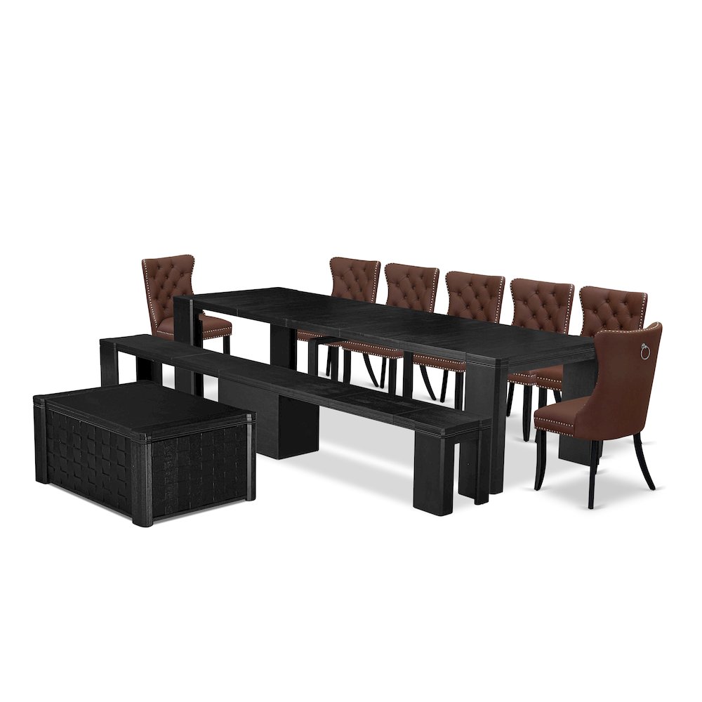 10-piece Modern Dining Room Table Set a Rectangular Dining Room Table. Picture 1