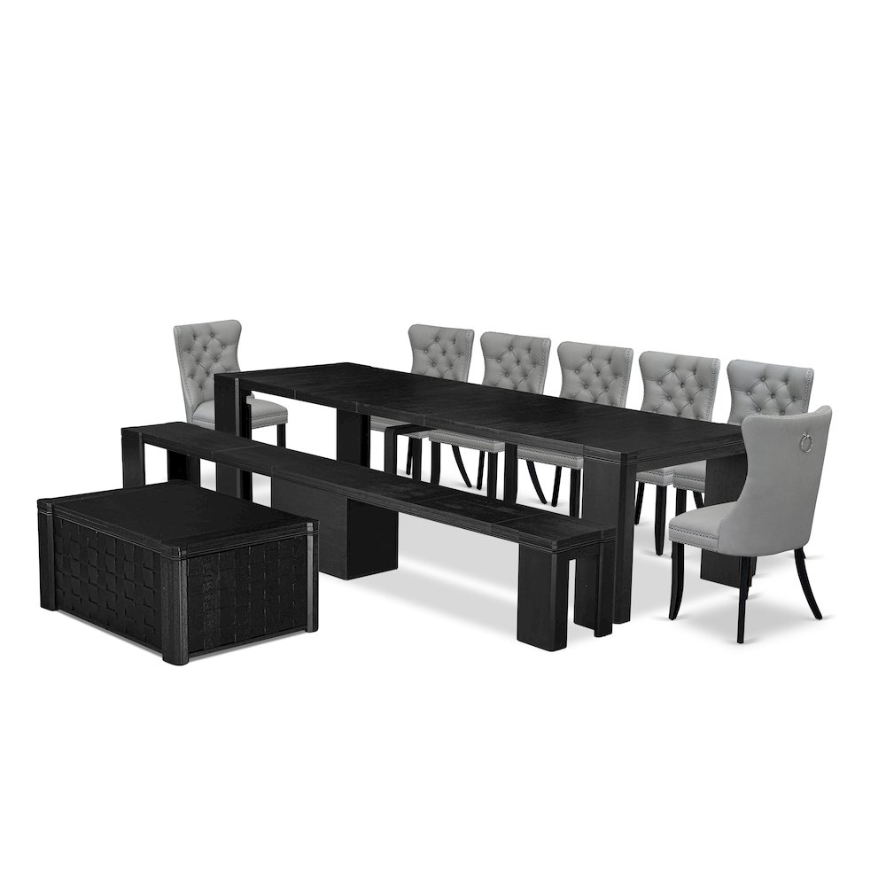 10-piece Dining Room Table Set a Rectangular Kitchen Table with a coffee Table. Picture 1