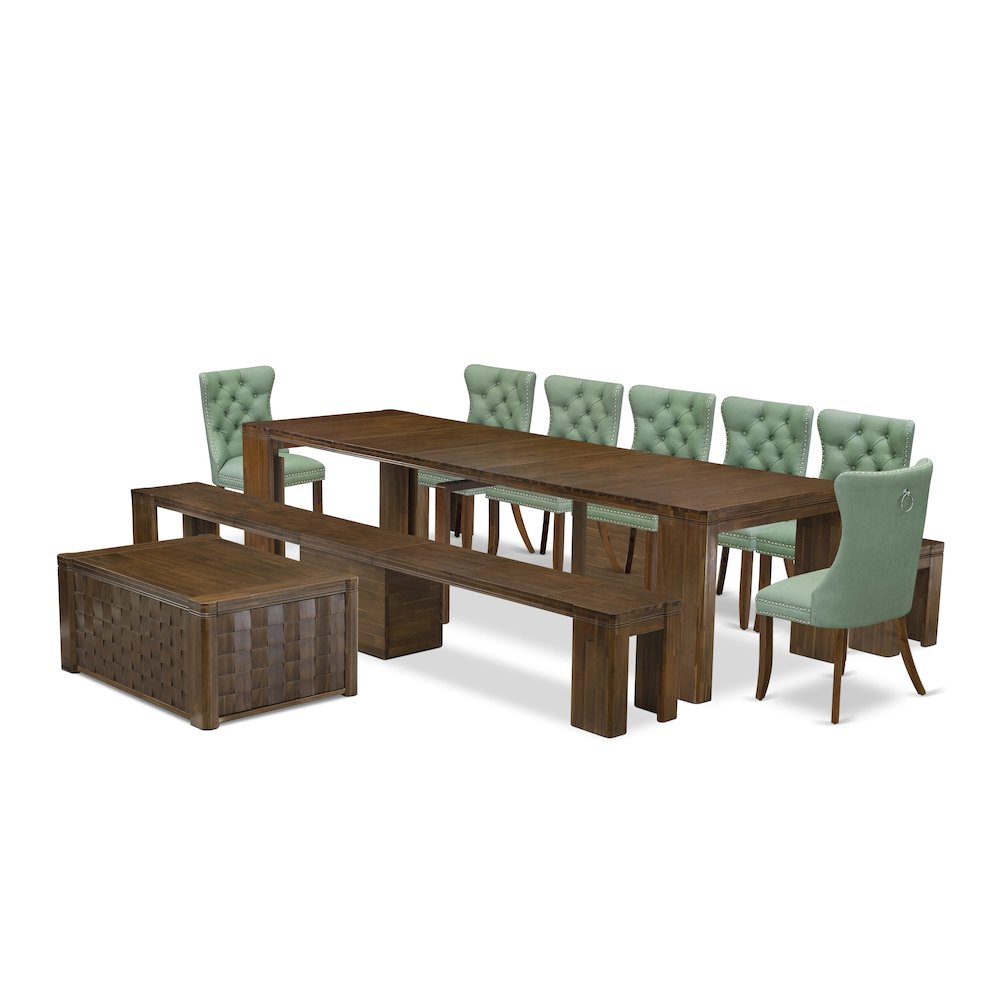 10 Pieces Extendable Dining Set Includes a Rectangle Kitchen Table. Picture 1