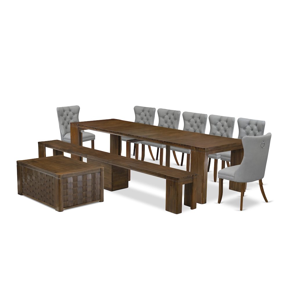 10 Pieces Extendable Dining Set Includes a Rectangle Kitchen Table. Picture 1