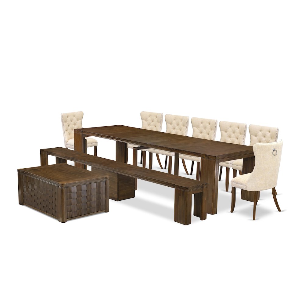 10 Pieces Extendable Dining Set Includes a Rectangle Kitchen Table. Picture 1