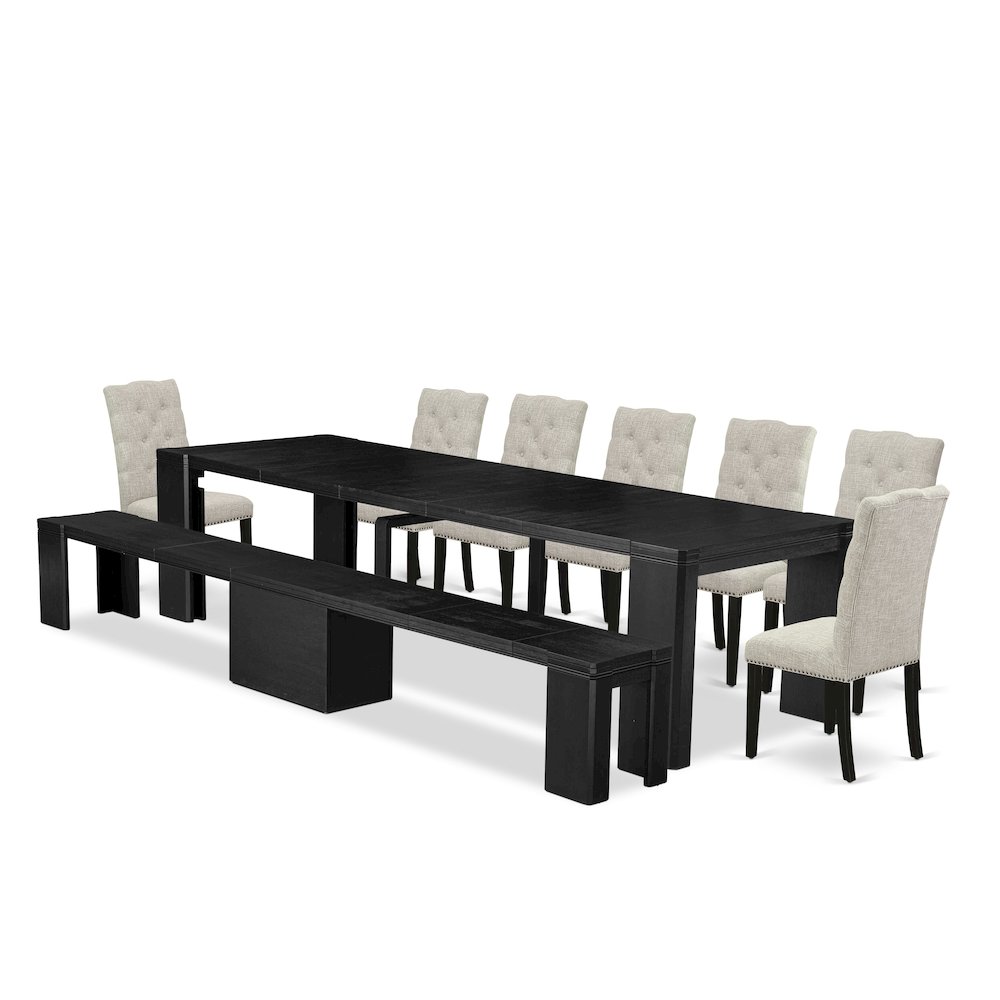 9-piece Dining Room Table Set a Rectangular Kitchen Table with a wooden Bench. Picture 1