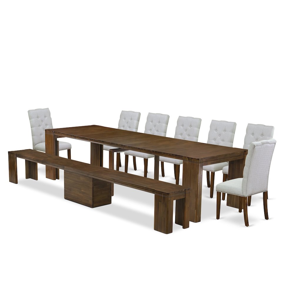 9 Pieces Extendable Dining Set Includes a Rectangle Kitchen Table. Picture 1