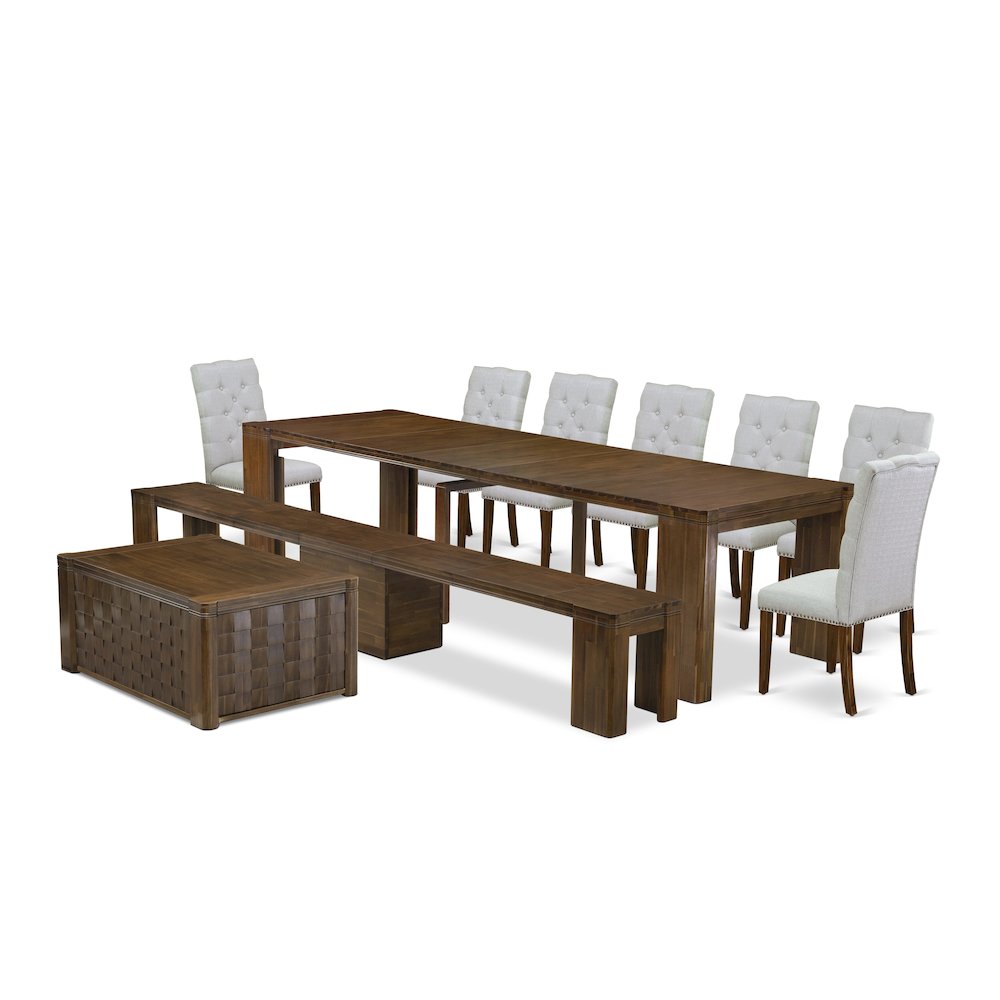 10 Pieces Extendable Dining Set Includes a Rectangle Kitchen Table. Picture 1