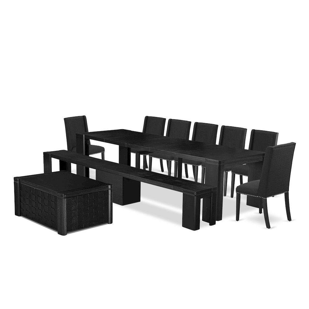 10-piece Dining Room Table Set a Rectangular Kitchen Table with a coffee Table. Picture 1