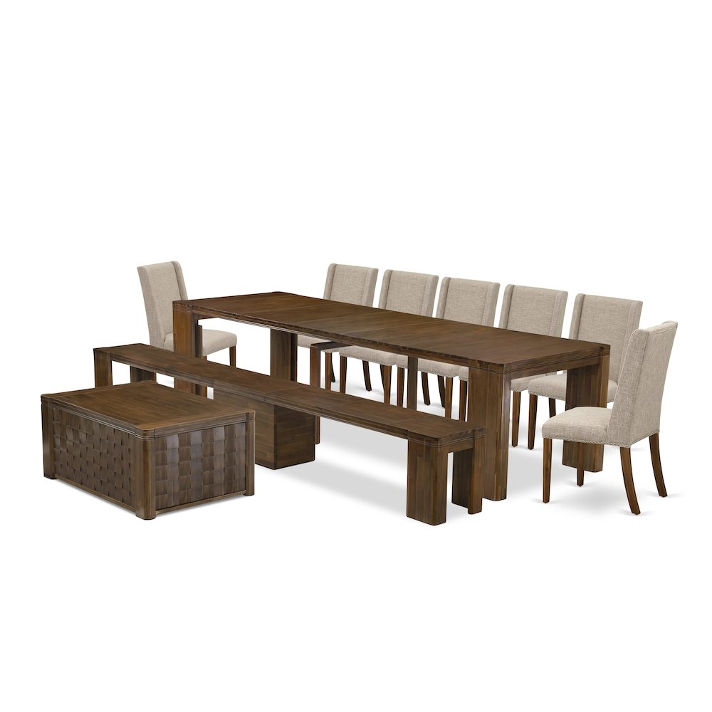 10 Pieces Extendable Dining Set Includes a Rectangle Kitchen Table. Picture 1