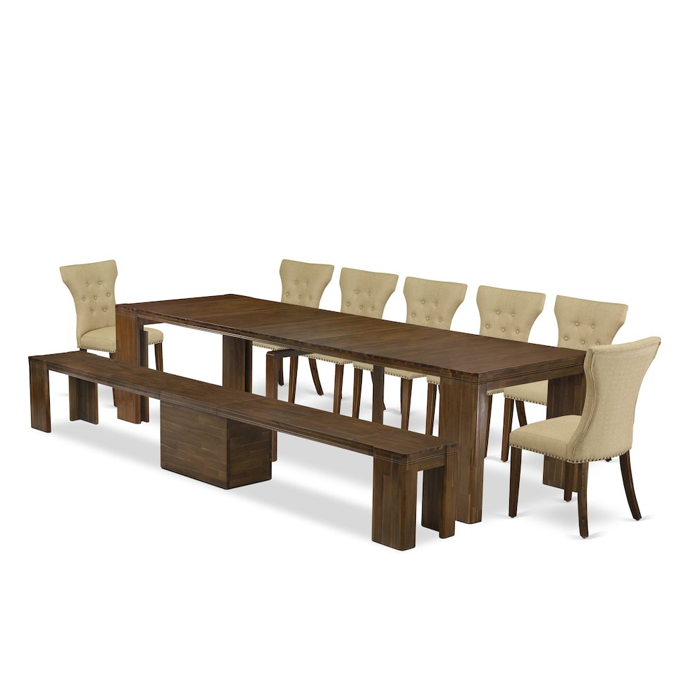 9 Pieces Extendable Dining Set Includes a Rectangle Kitchen Table. Picture 1
