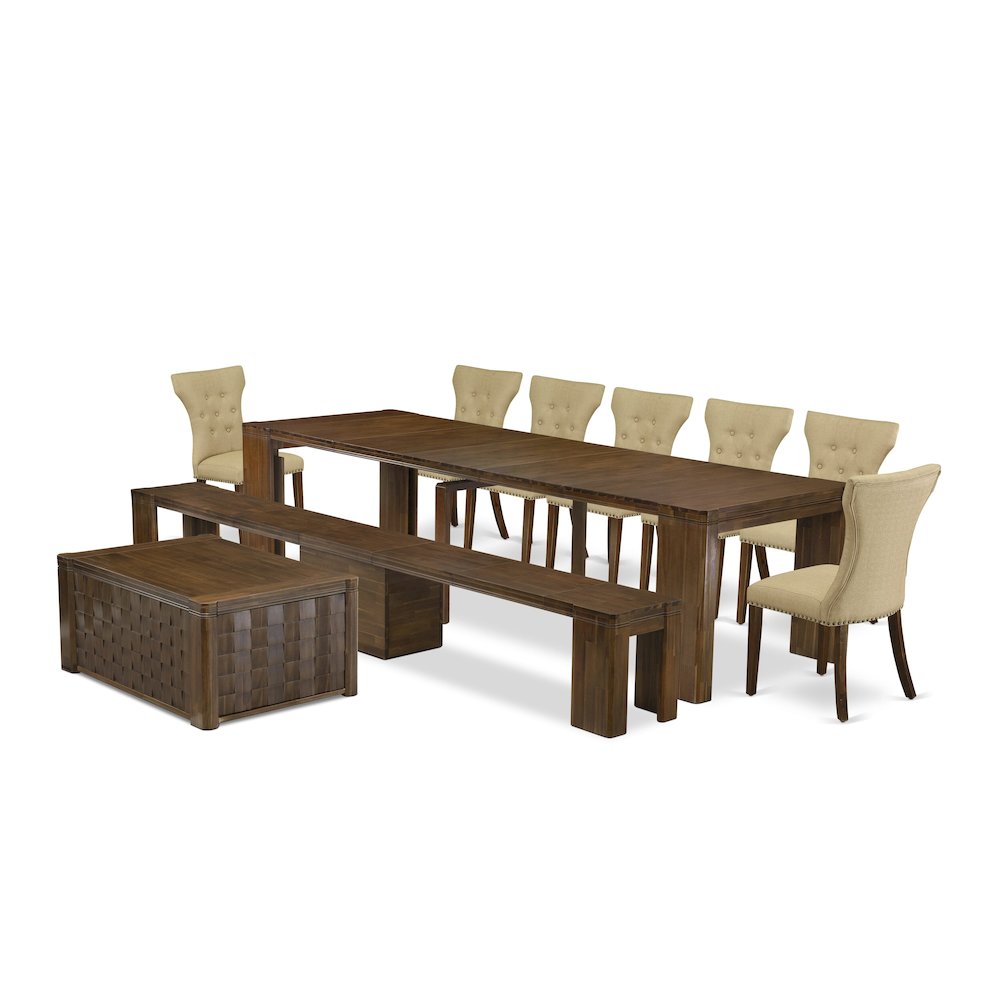 10 Pieces Extendable Dining Set Includes a Rectangle Kitchen Table. Picture 1