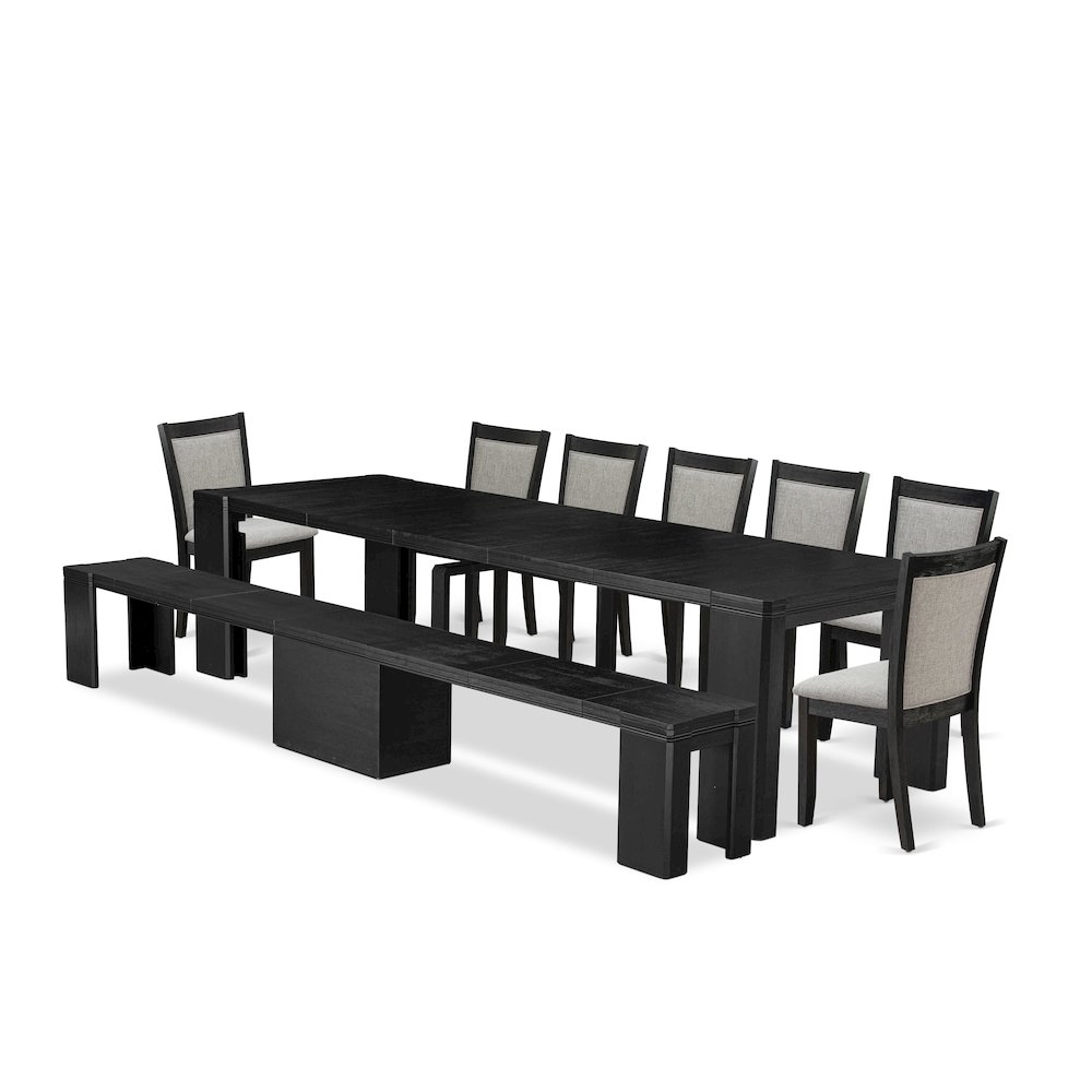 9-piece Dining Room Table Set a Rectangular Dining Table with wooden Benches. Picture 1