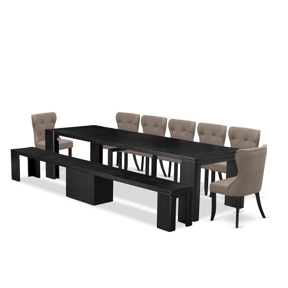 9-piece Dining Room Table Set a Rectangular Kitchen Table. Picture 1