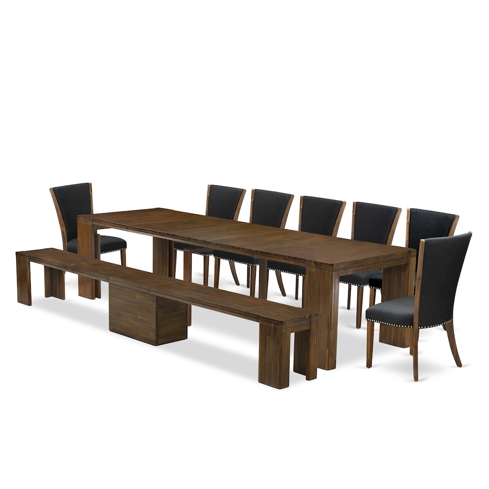 9 Pieces Extendable Dining Set Includes a Rectangle Kitchen Table. Picture 1