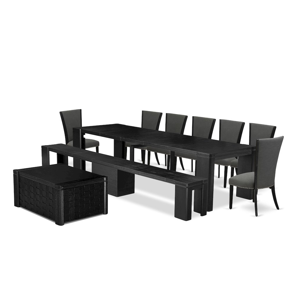 10-piece Dining Room Table Set a Rectangular Kitchen Table with a coffee Table. Picture 1