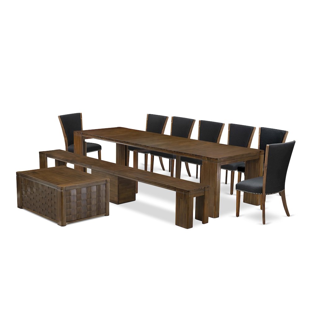 10 Pieces Extendable Dining Set Includes a Rectangle Kitchen Table. Picture 1