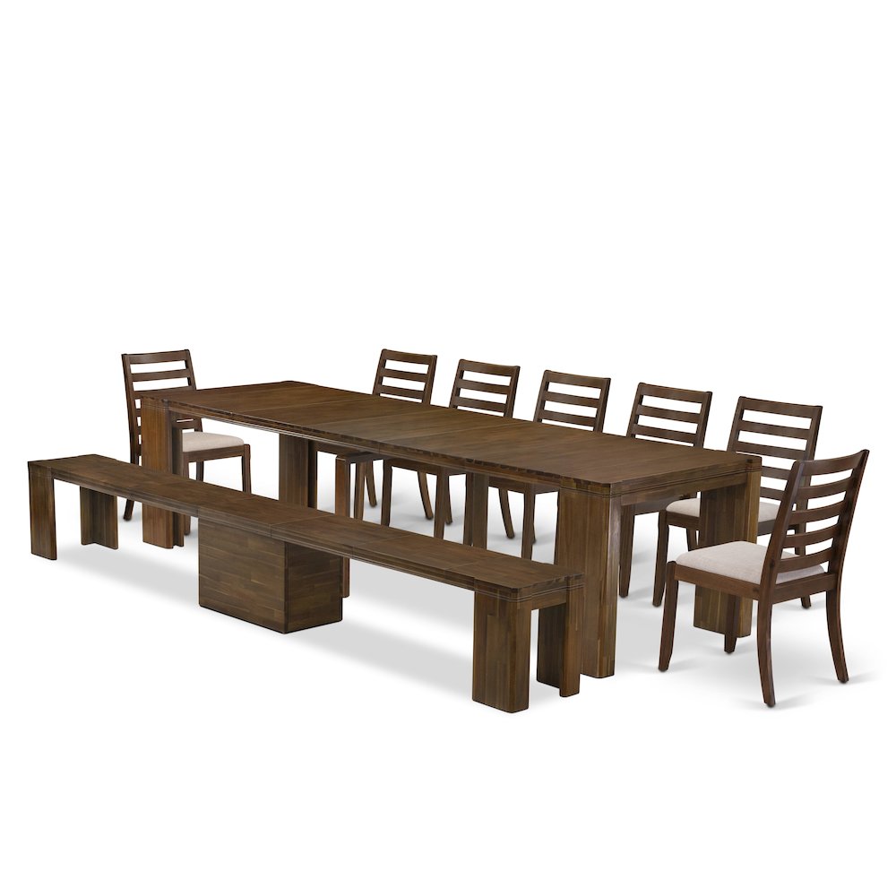 9 Pieces Extendable Dining Set Includes a Rectangle Kitchen Table. Picture 1