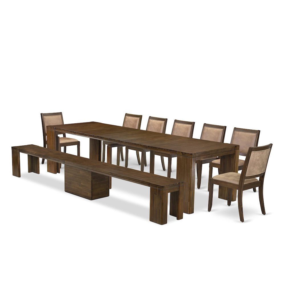 9 Pieces Extendable Dining Set Includes a Rectangle Kitchen Table. Picture 1