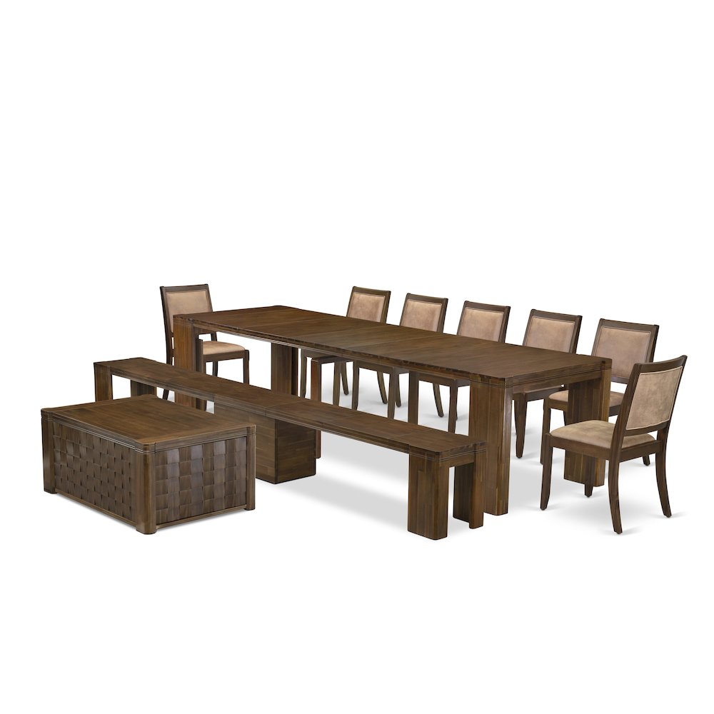 10 Pieces Extendable Dining Set Includes a Rectangle Kitchen Table. Picture 1
