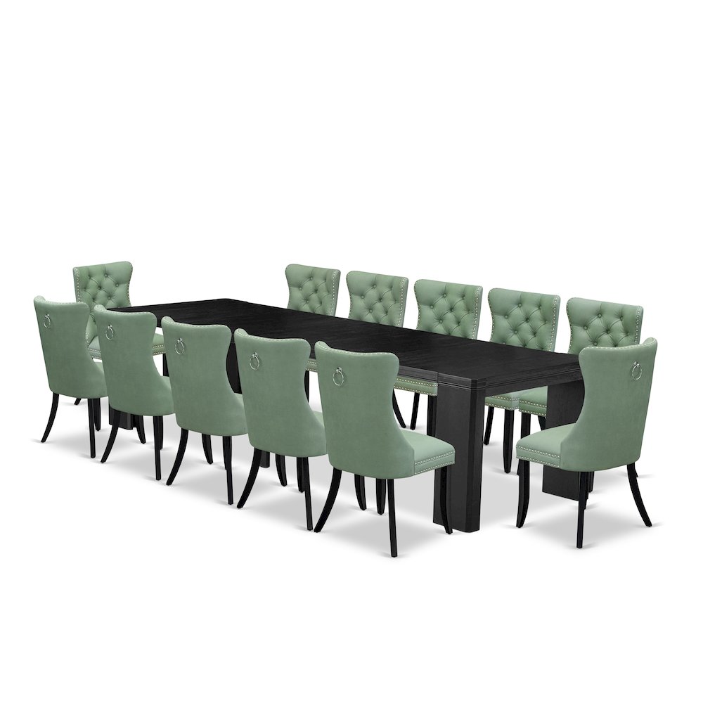 13-piece Kitchen Table Set a Rectangular Modern Dining Table. Picture 1