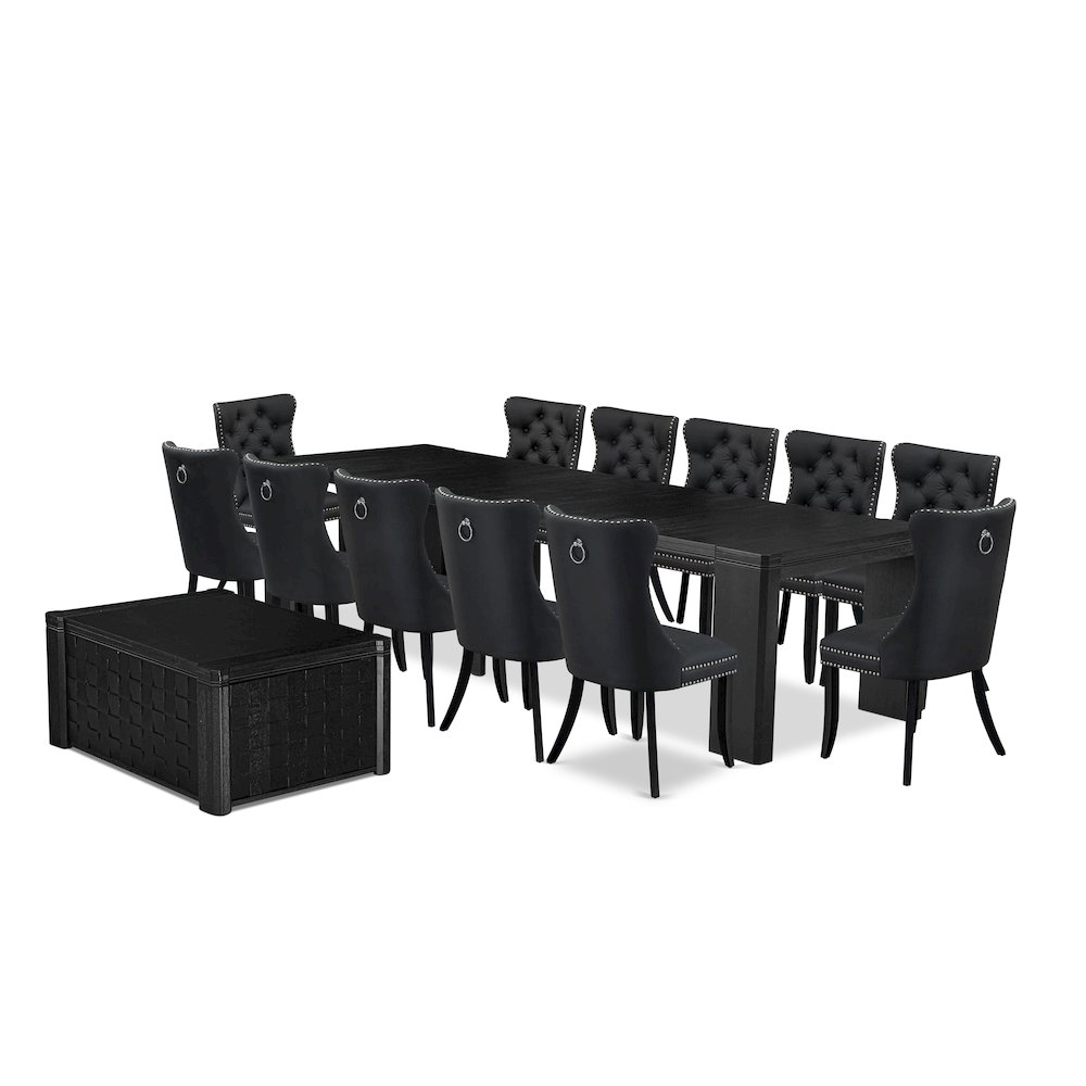 14-piece Kitchen Table Set a Rectangular Dining Table with a coffee Table. Picture 1