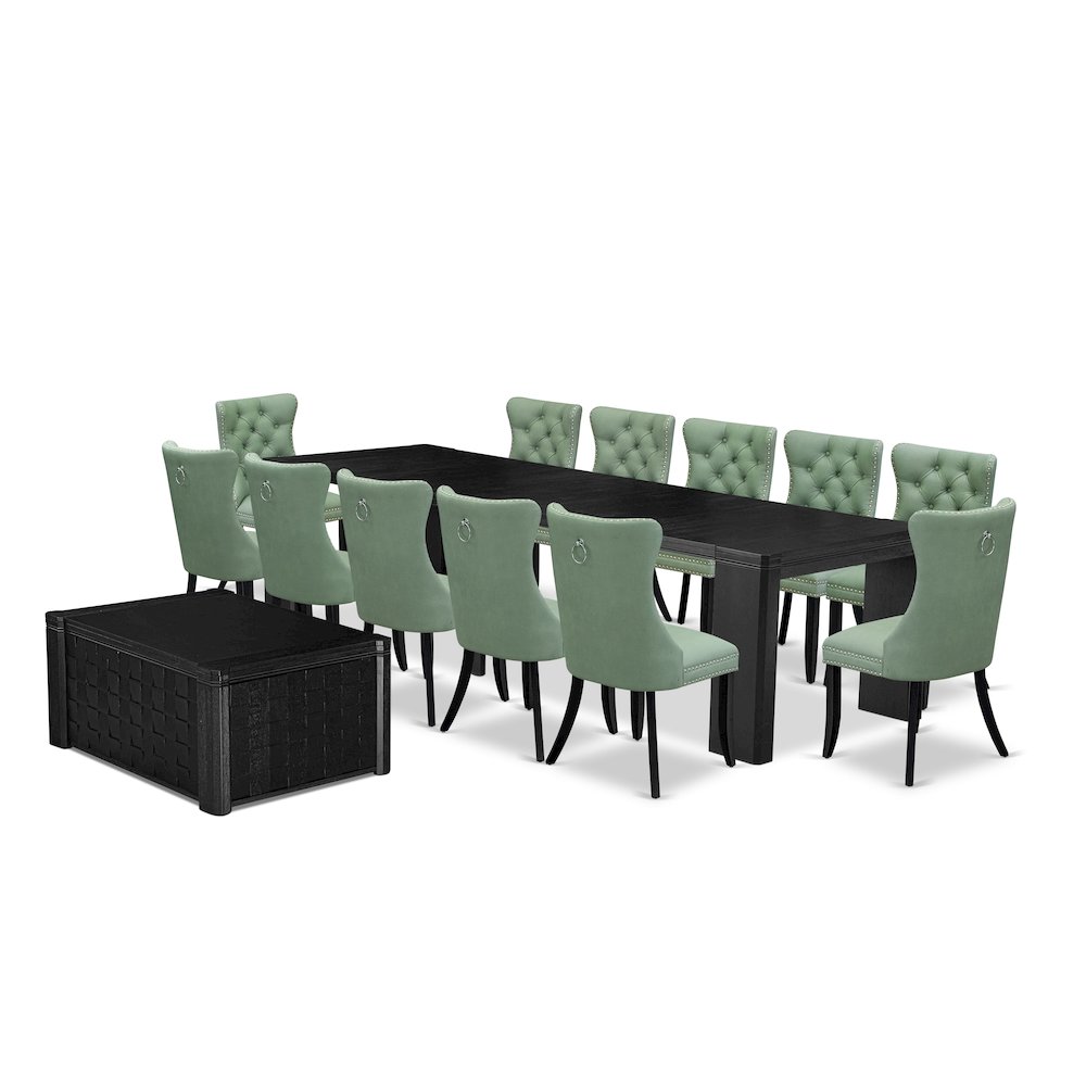 14-piece Dining Room Table Set a Rectangular Kitchen Table with a coffee Table. Picture 1