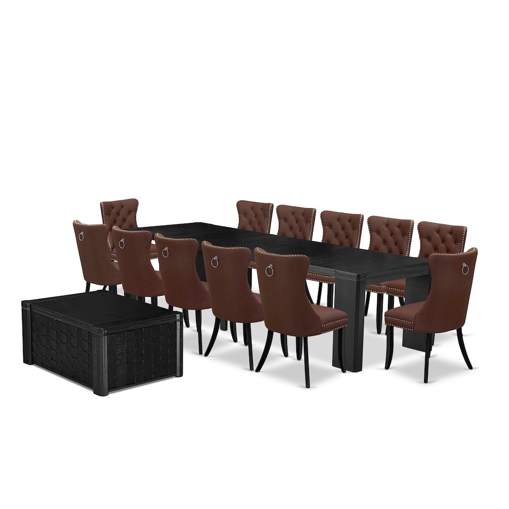 14-piece Dining Room Table Set a Rectangular Kitchen Table with a coffee Table. Picture 1