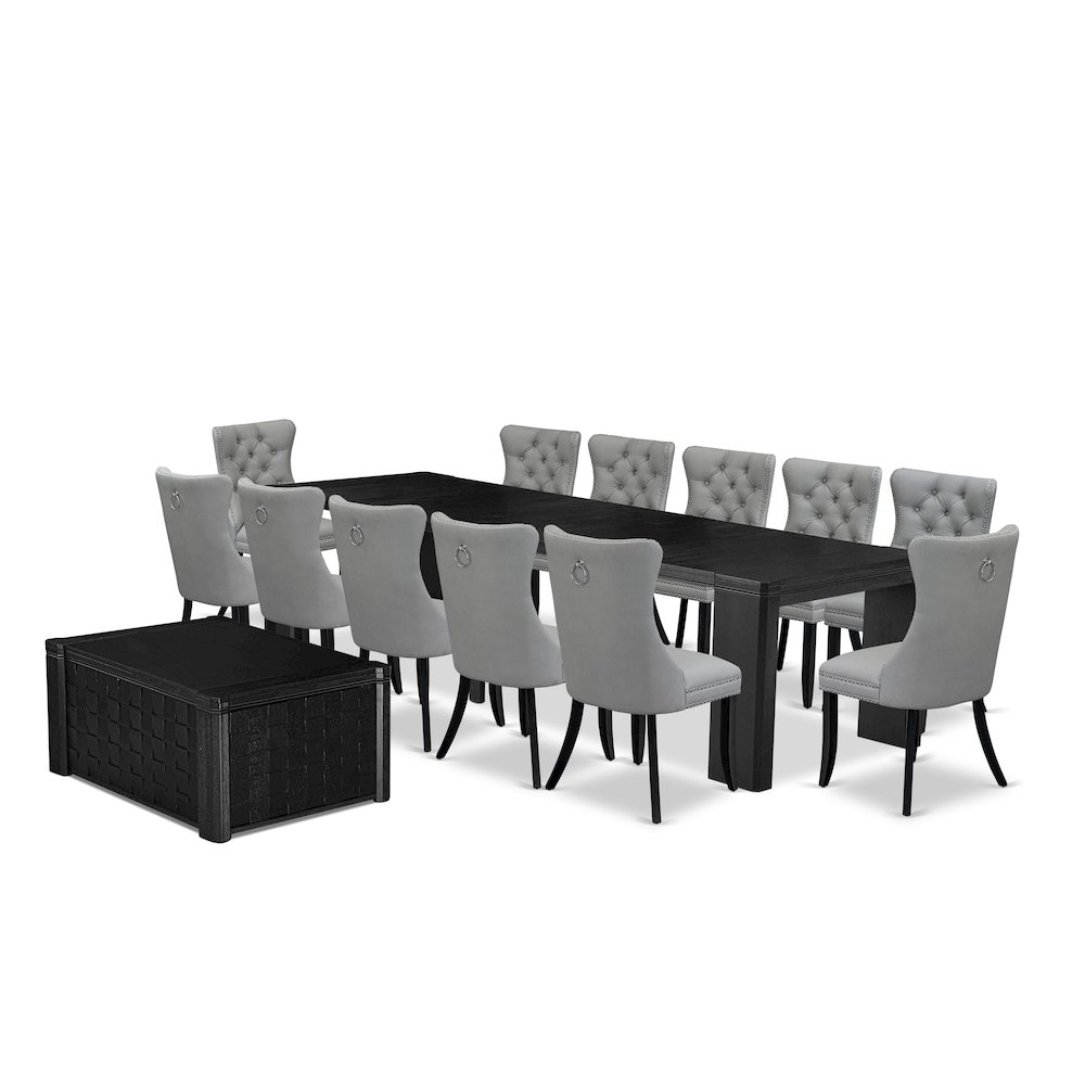 14-piece dinner table set a rectangular modern kitchen table. Picture 1