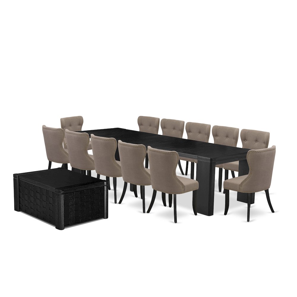 14-piece Dining Room Table Set a Rectangular Dining Table with a coffee Table. Picture 1