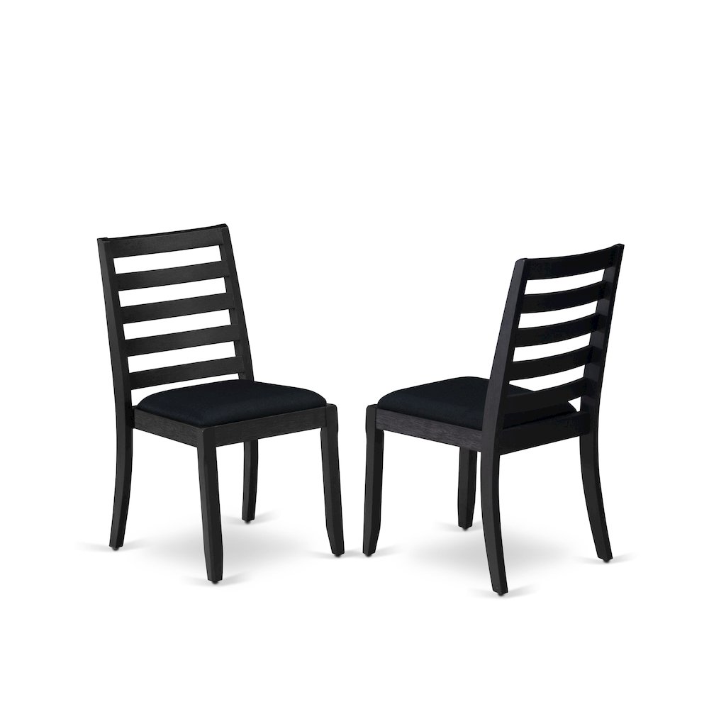 Dining Room Chair with Black Linen Fabric and upholstered back. Picture 1