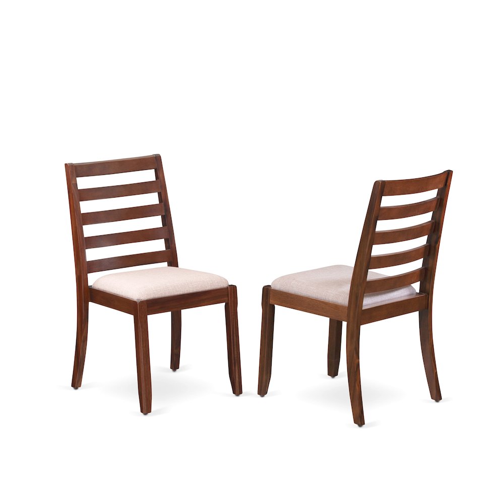 Dining Room Chair with Light Tan Linen Fabric and upholstered back. Picture 1